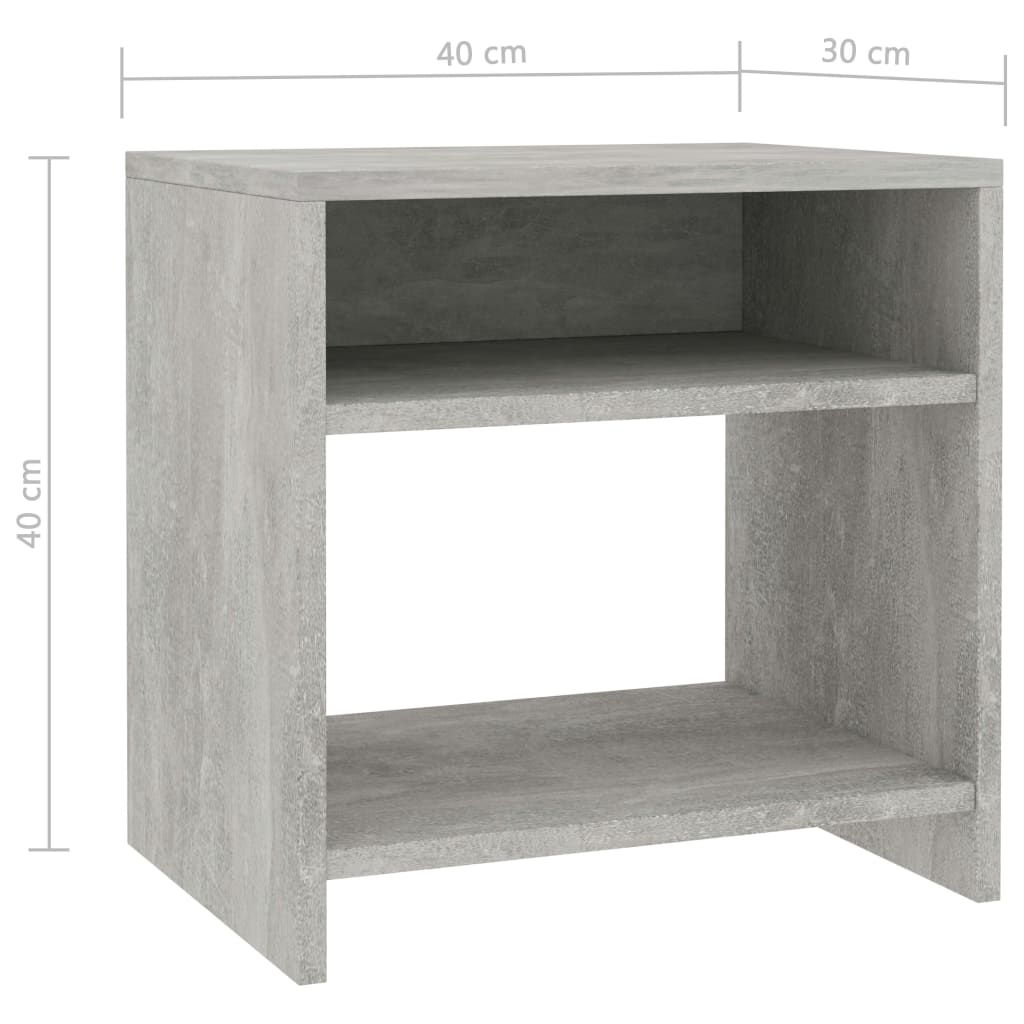 Nattbord 2 stk betonggrå 40x30x40 cm konstruert tre