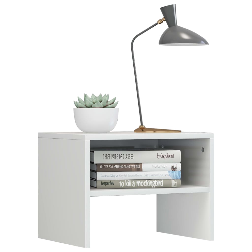Nattbord 2 stk høyglans hvit 40x30x30 cm konstruert tre