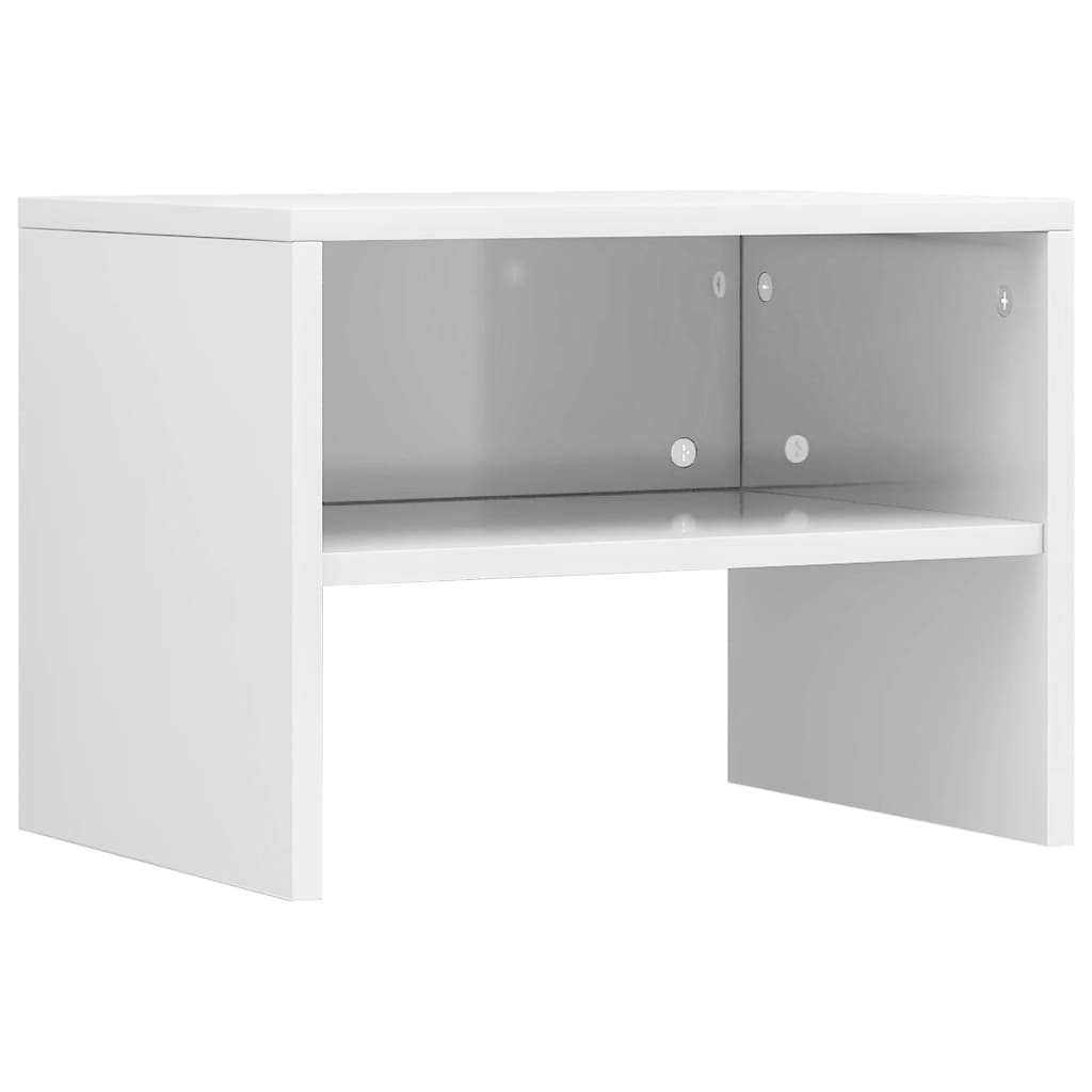 Nattbord 2 stk høyglans hvit 40x30x30 cm konstruert tre