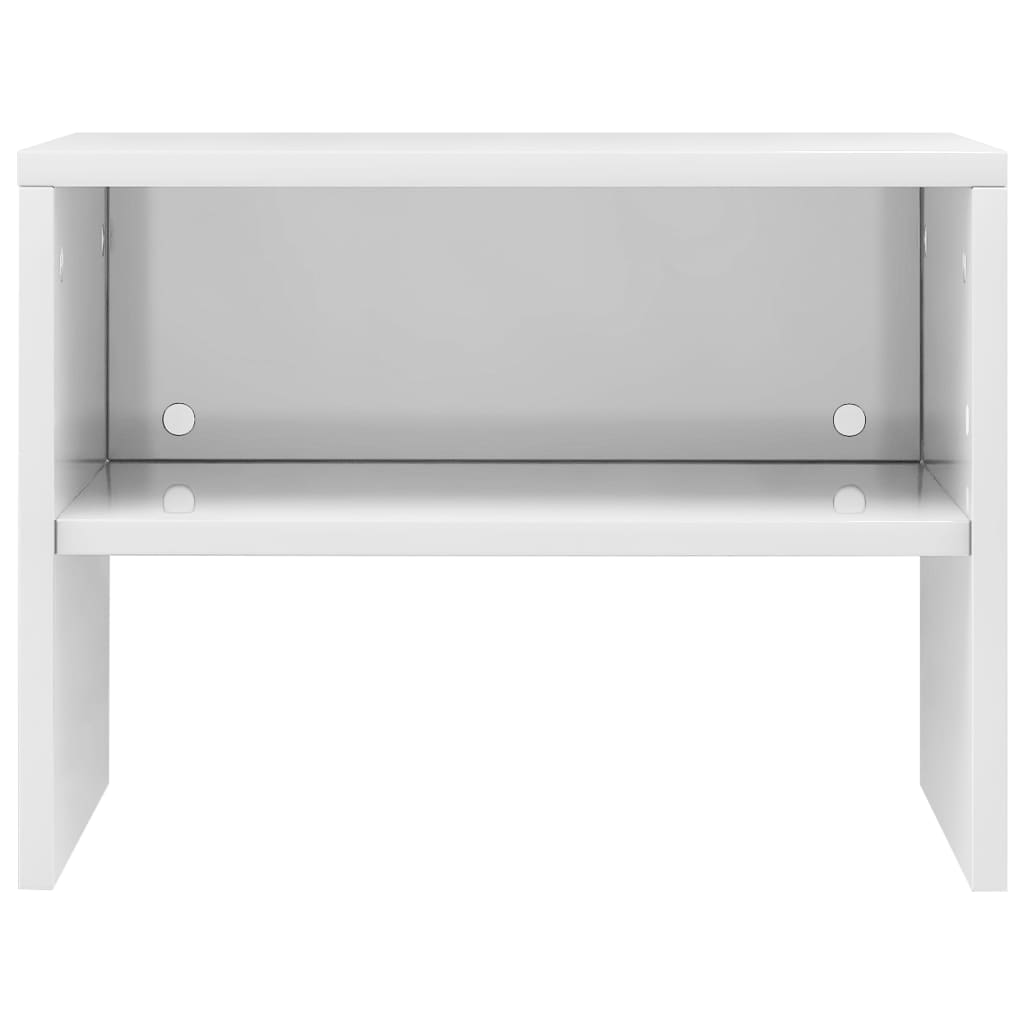 Nattbord 2 stk høyglans hvit 40x30x30 cm konstruert tre