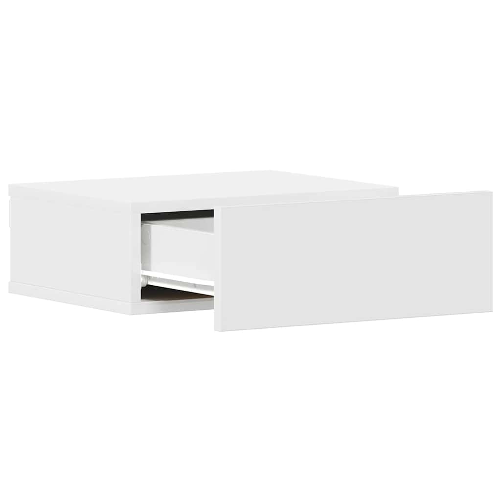 Flytende nattbord hvit 40x30x15 cm konstruert tre