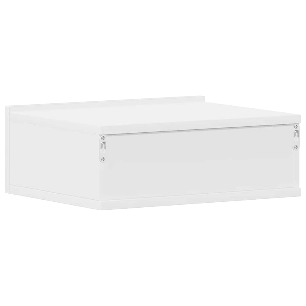 Flytende nattbord hvit 40x30x15 cm konstruert tre
