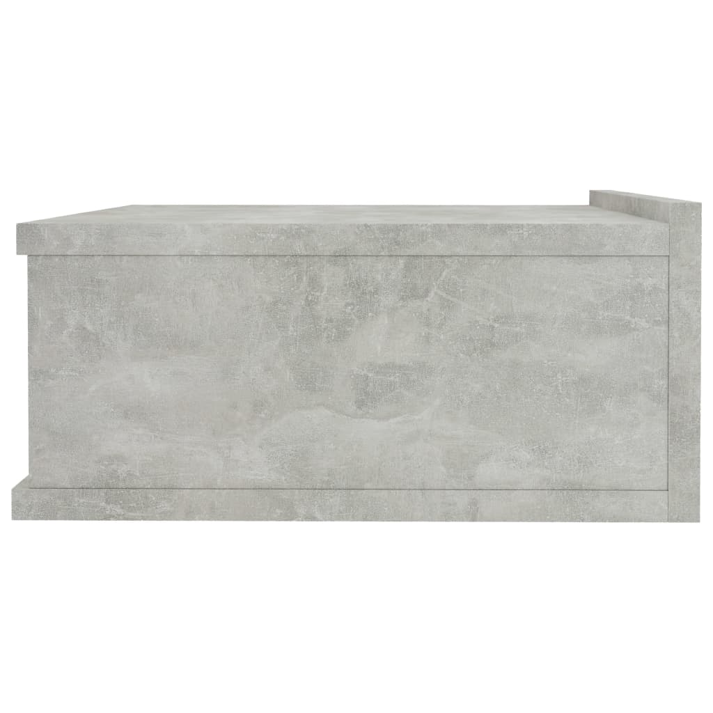 Flytende nattbord betonggrå 40x30x15 cm konstruert tre