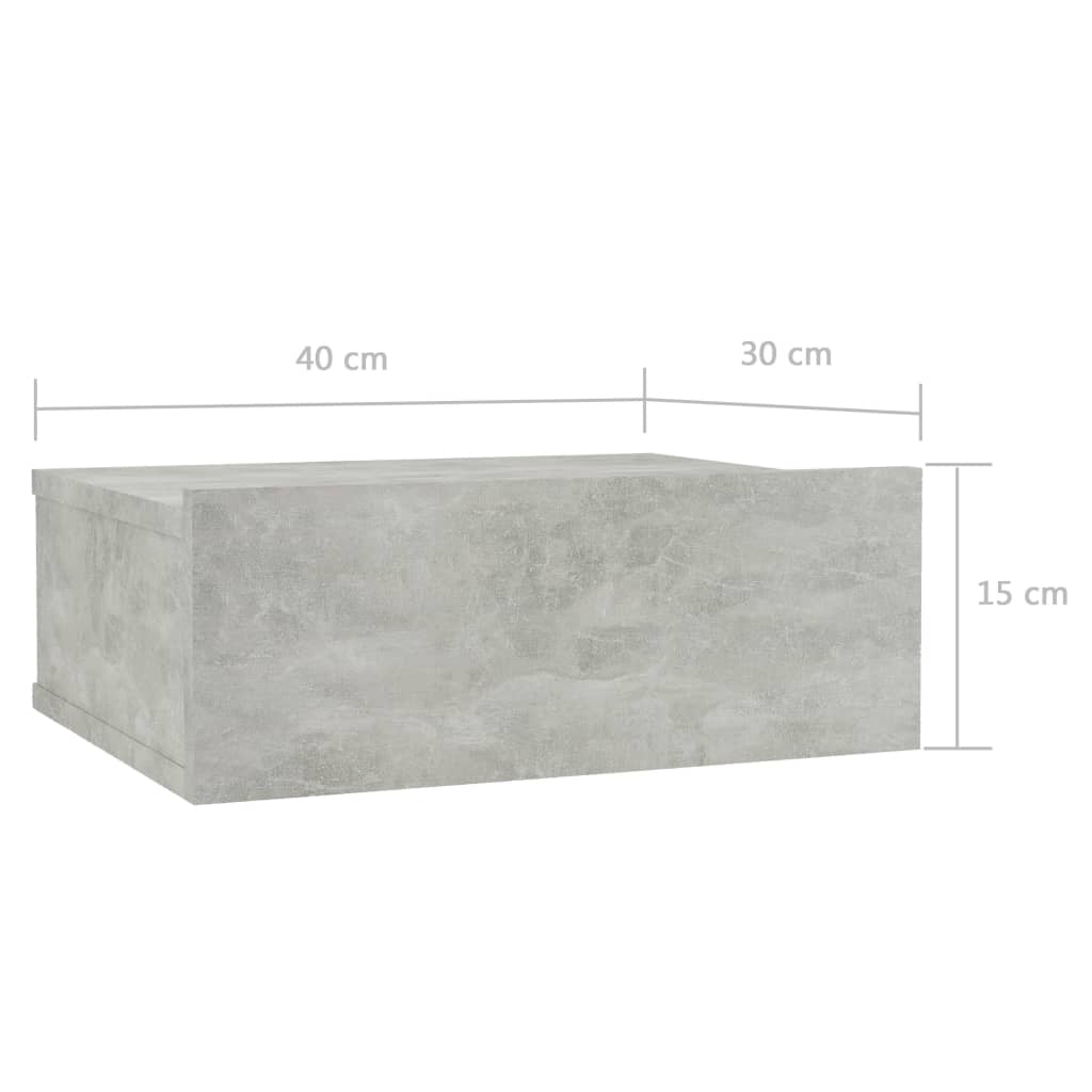 Flytende nattbord betonggrå 40x30x15 cm konstruert tre
