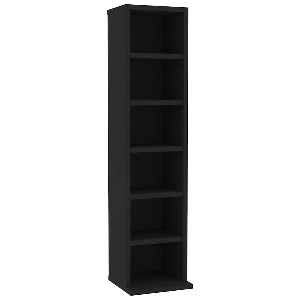 CD-skap svart 21x20x88 cm konstruert tre