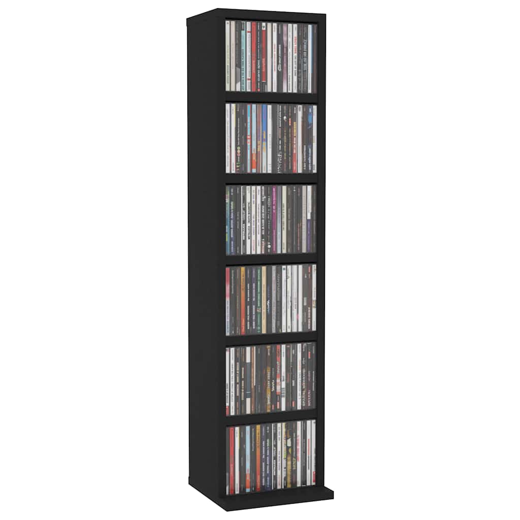 CD-skap svart 21x20x88 cm konstruert tre