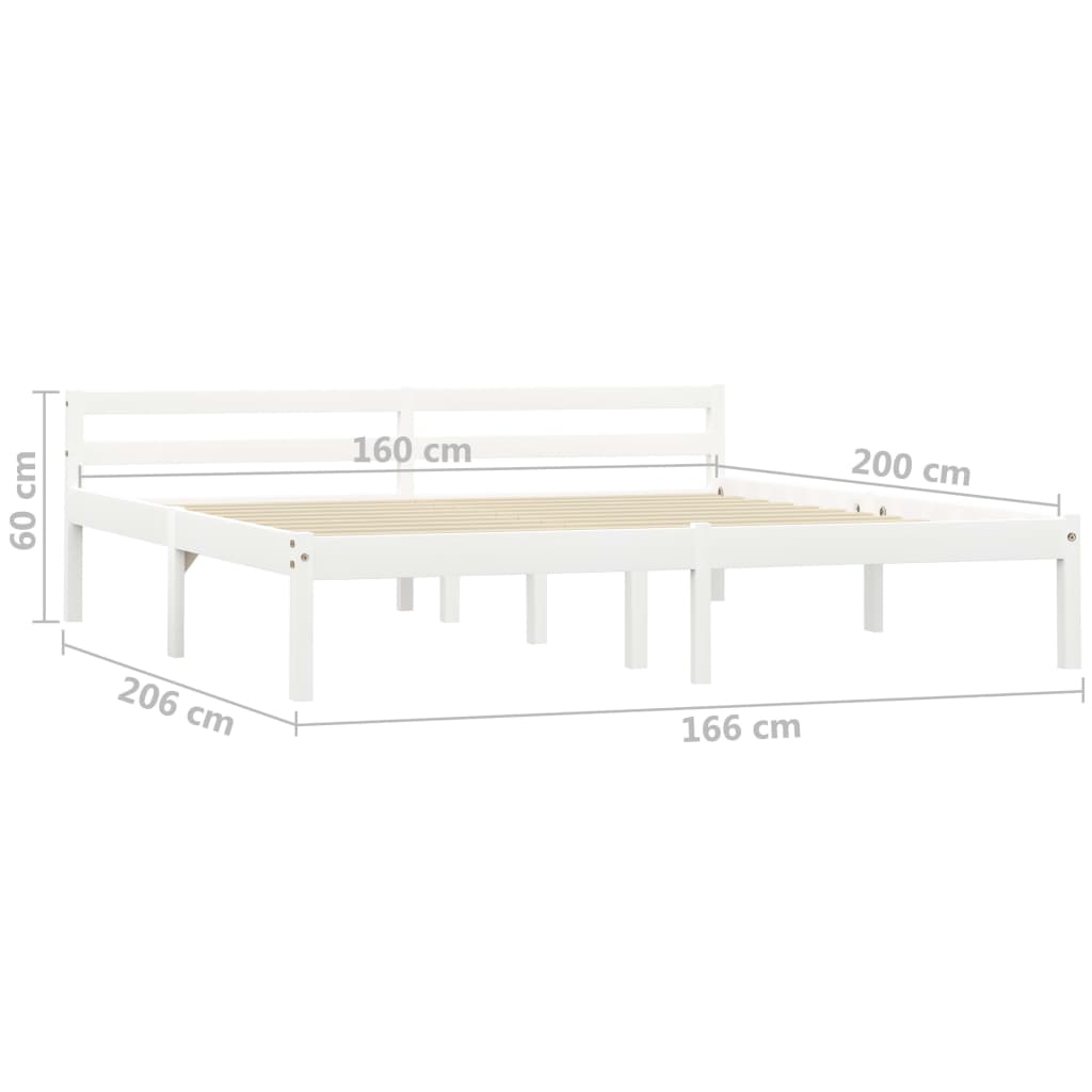 Sengeramme hvit heltre furu 160x200 cm