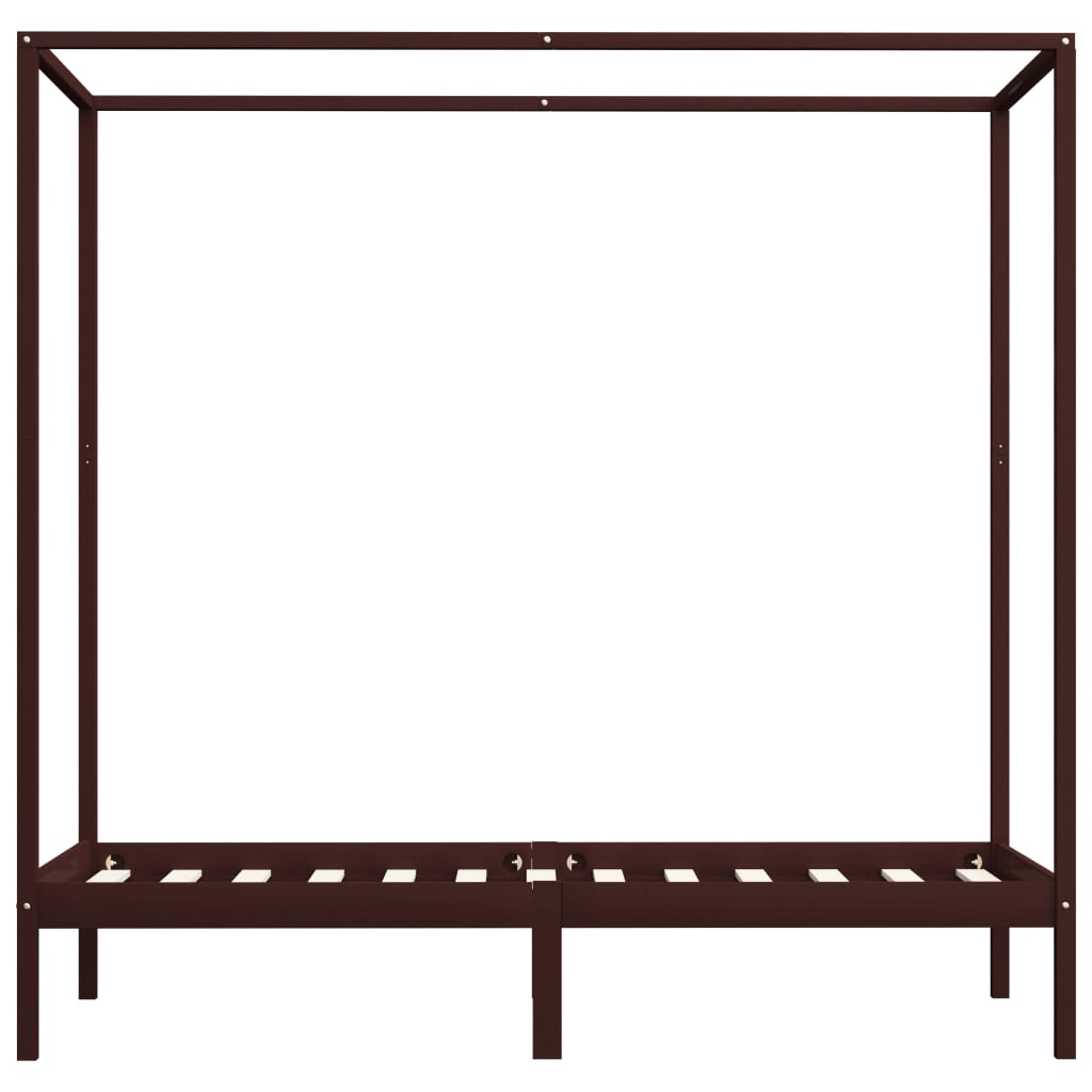 Himmelsengeramme mørkebrun heltre furu 100x200 cm