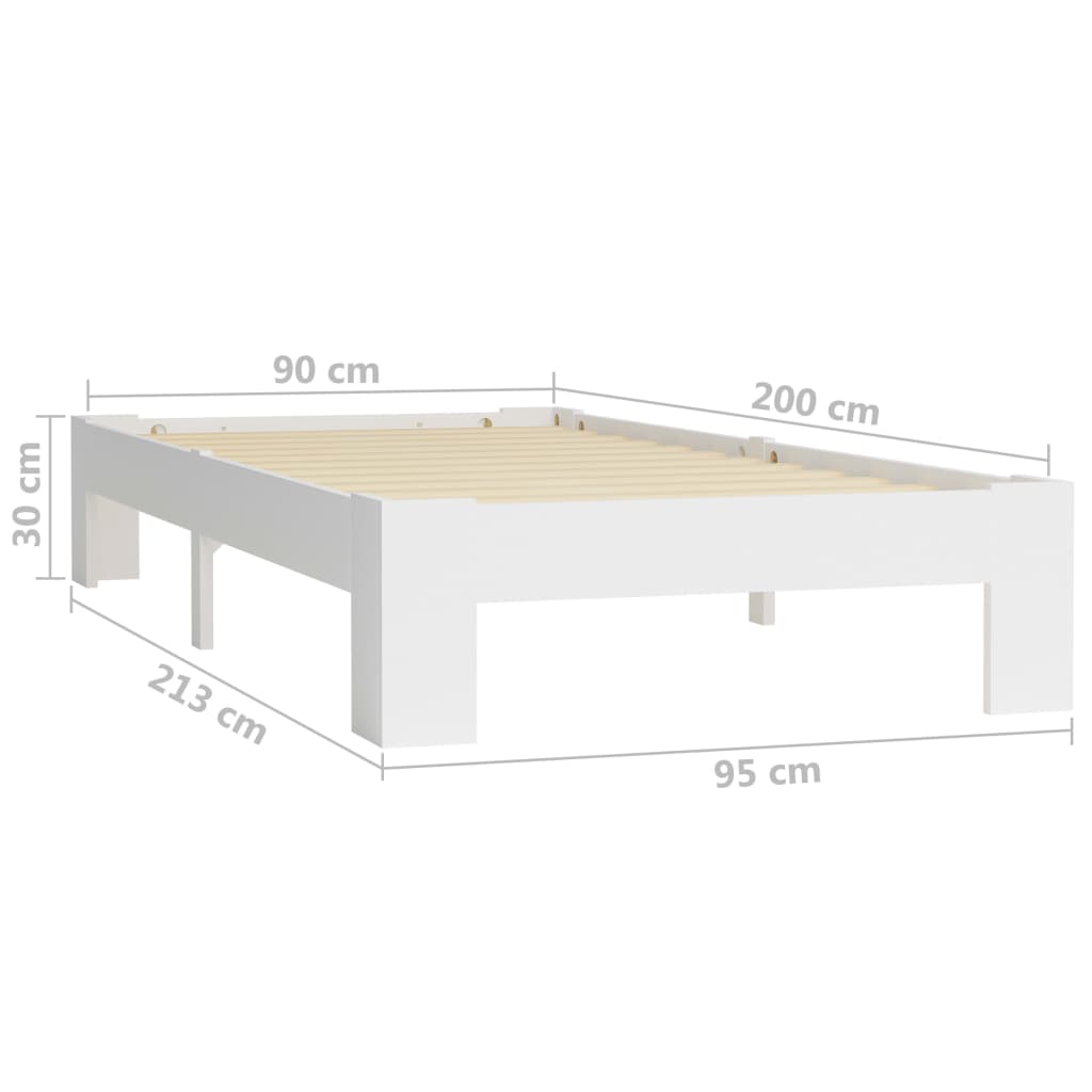 Sengeramme hvit heltre furu 90x200 cm