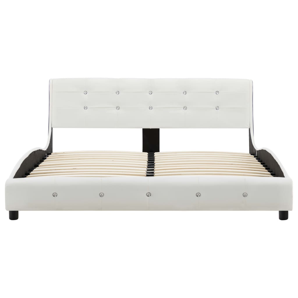 Sengeramme uten Madrass Hvit imitert skinn 135x190 cm
