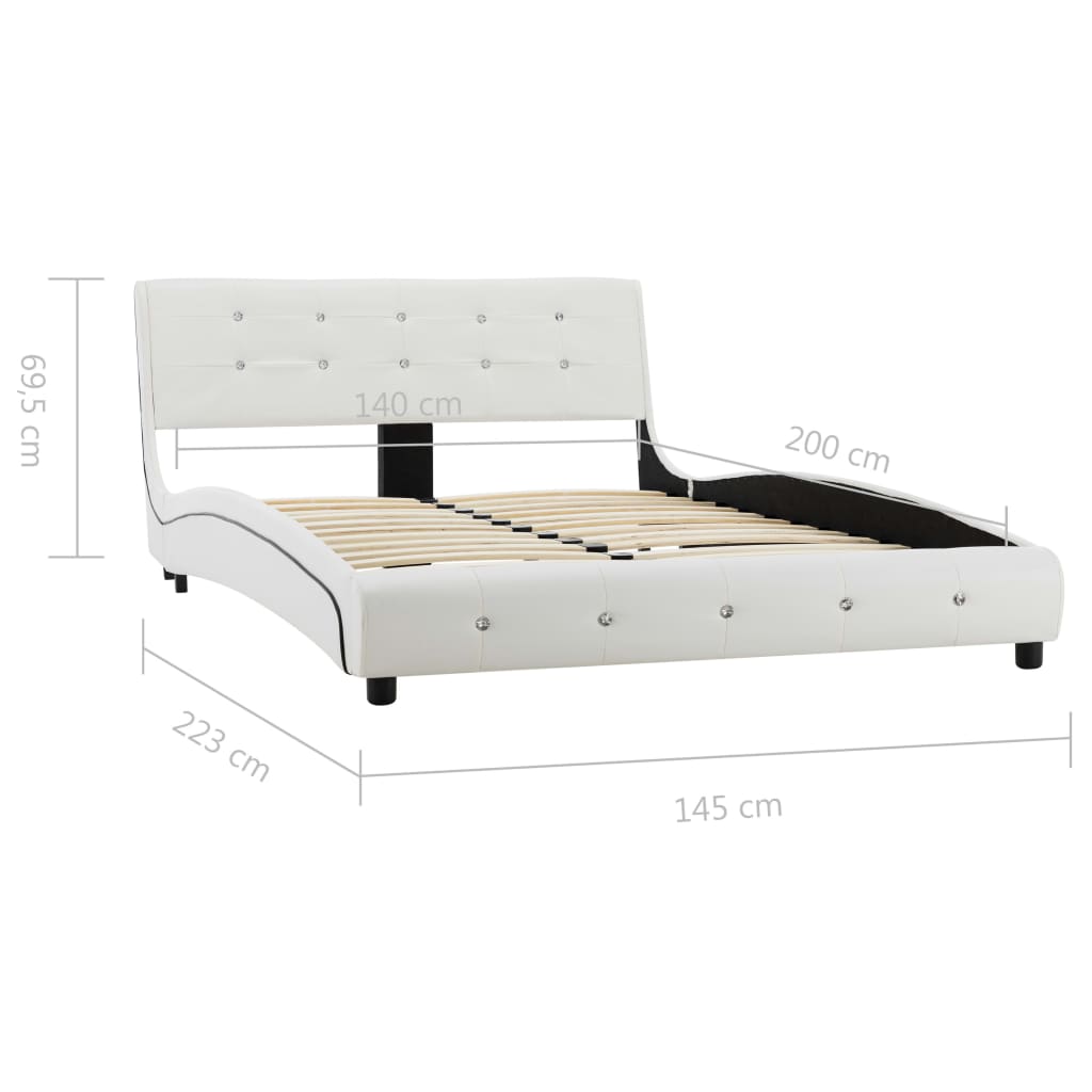 Sengeramme uten Madrass Hvit imitert skinn 135x190 cm