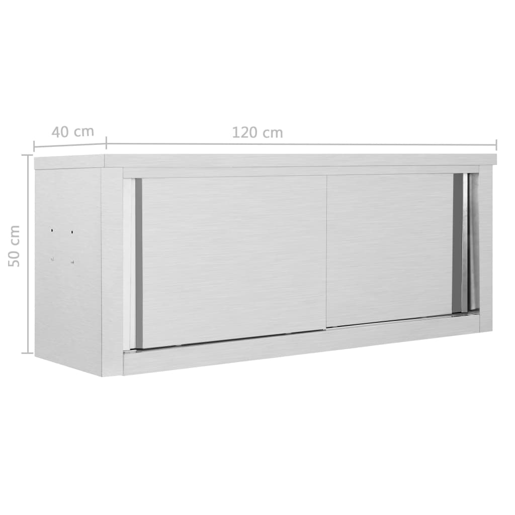 Kjøkkenskap vegg med skyvedører 120x40x50 cm rustfritt stål