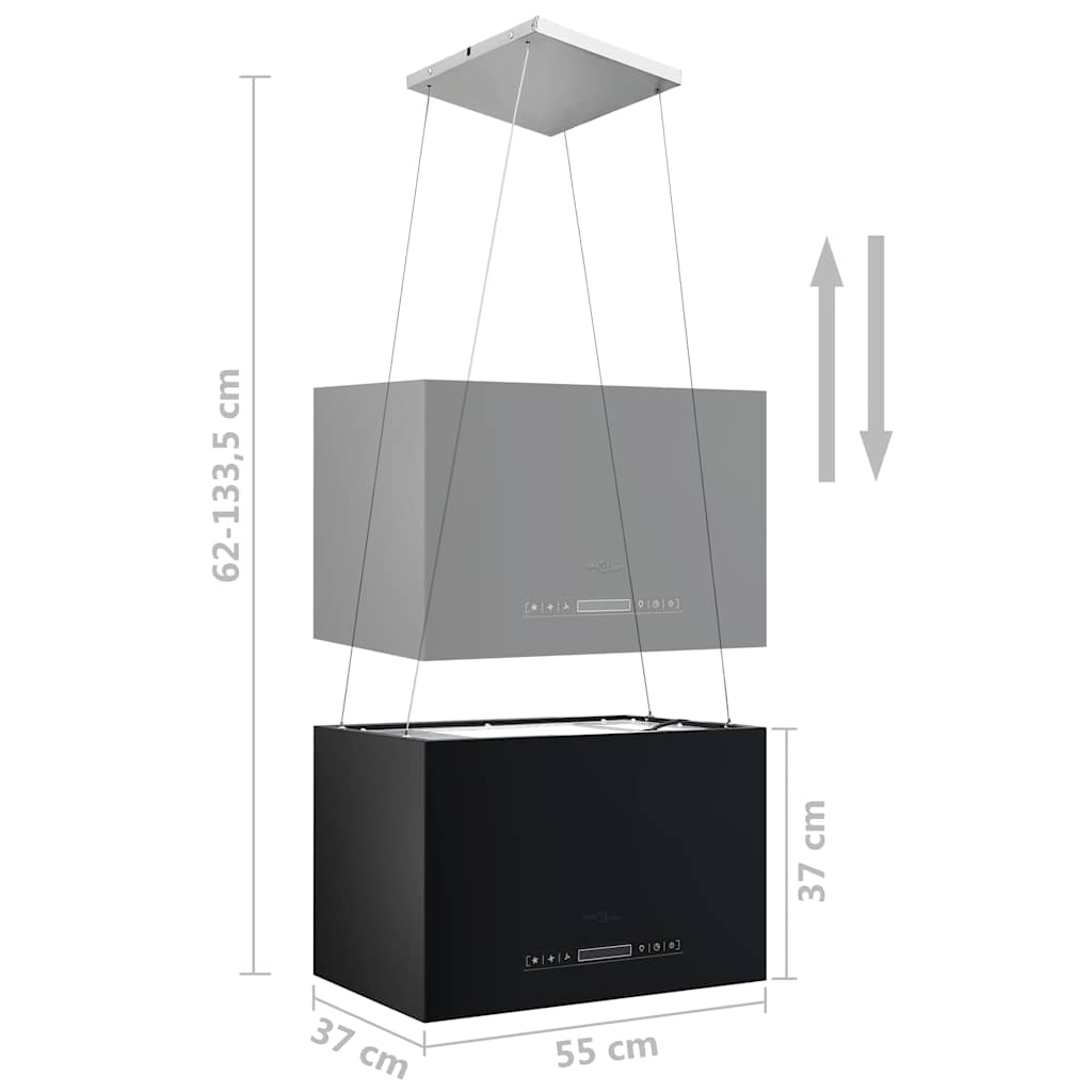 Fritthengende kjøkkenvifte sensor LCD 55 cm pulverlakkert stål