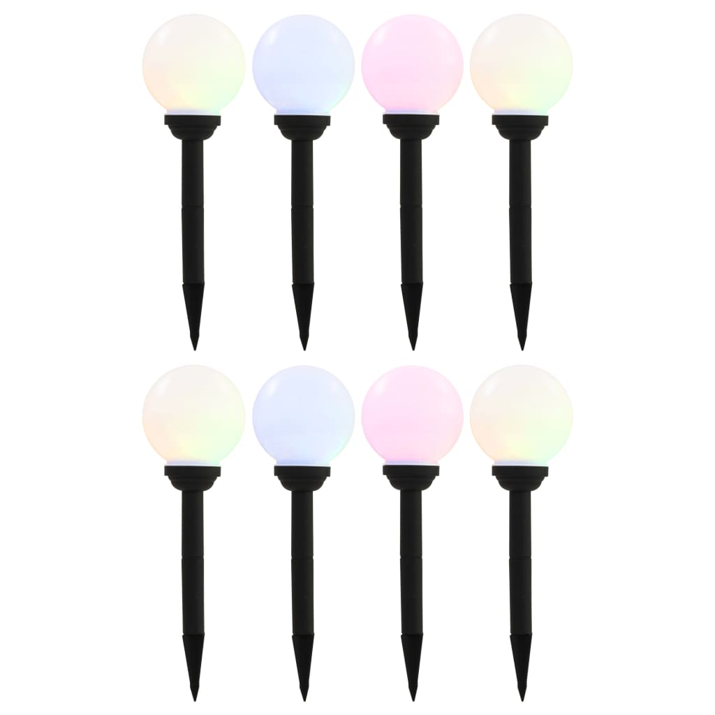Utendørs sollampe 8 stk LED kuleformet 15 cm RGB