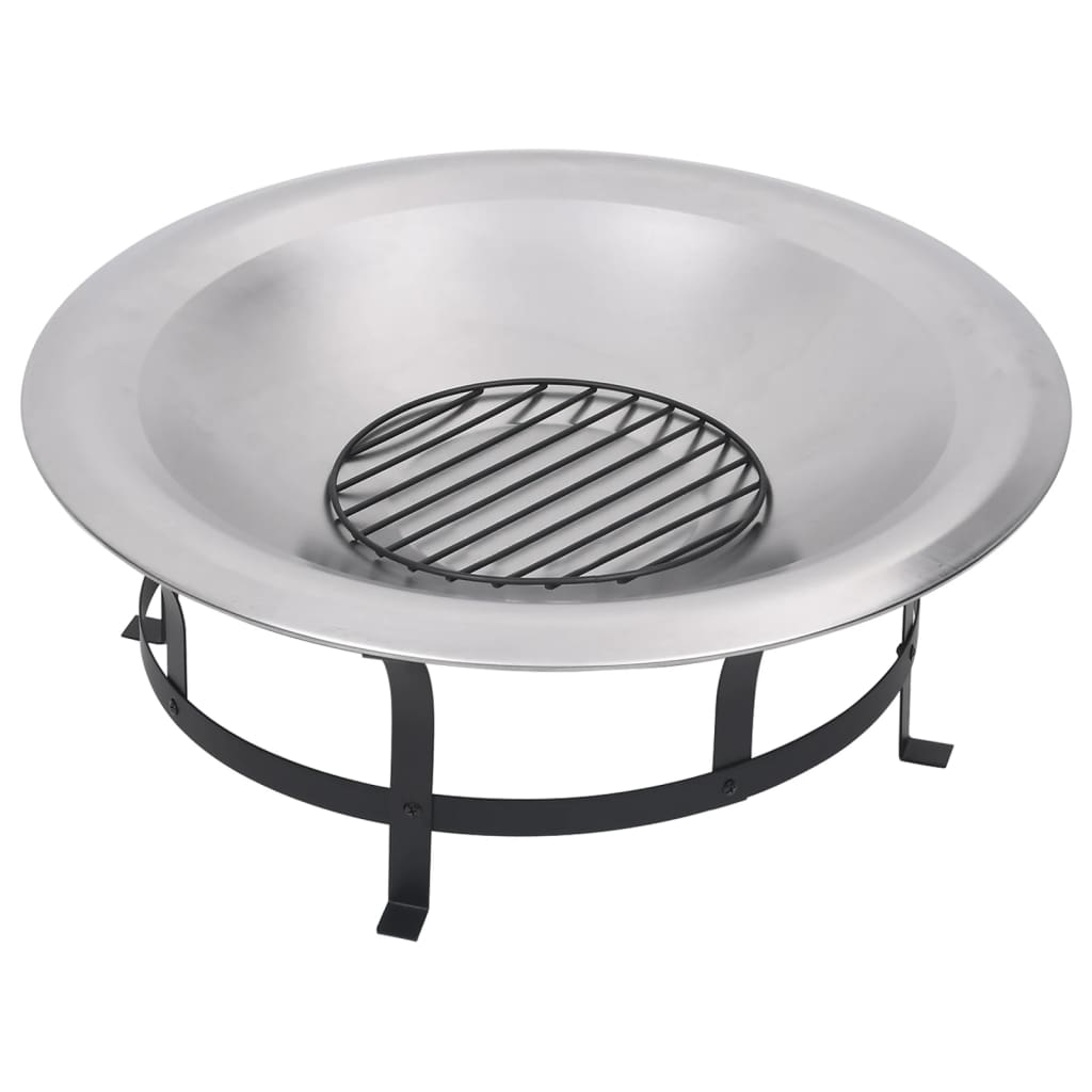 Utendørs bålfat med grill rustfritt stål 76 cm