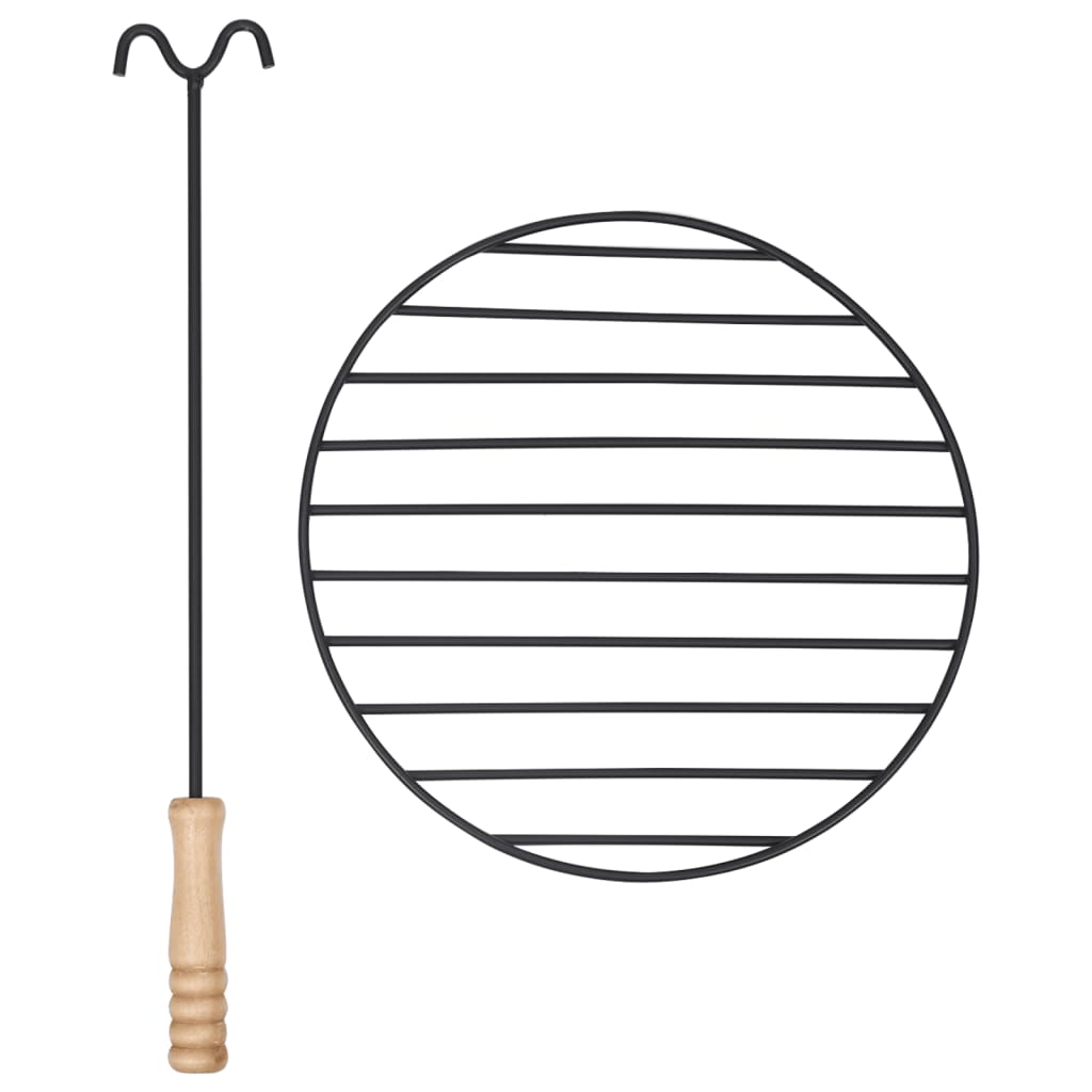 Utendørs bålfat med grill rustfritt stål 76 cm