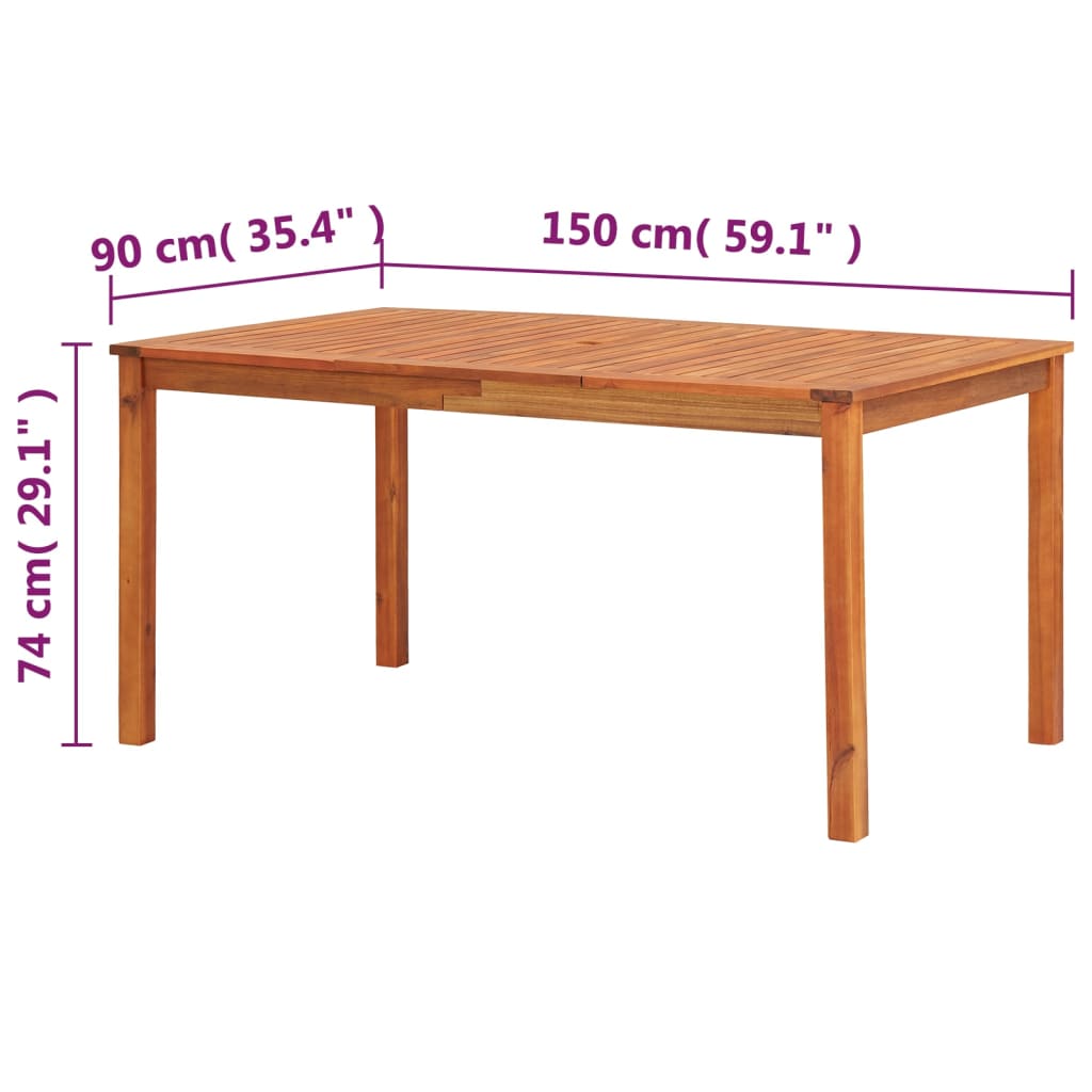 Hagebord 150x90x74 cm heltre akasie