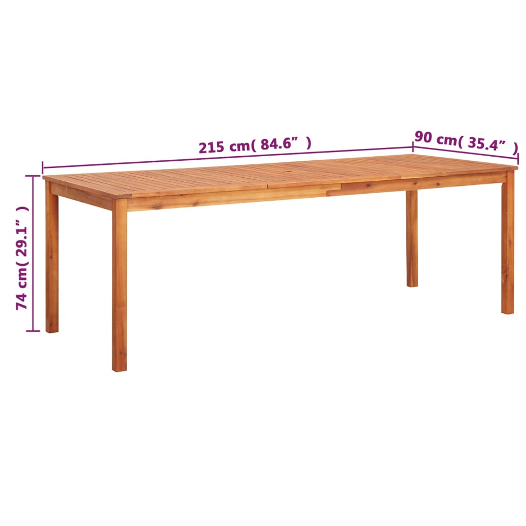 Hagebord 215x90x74 cm heltre akasie
