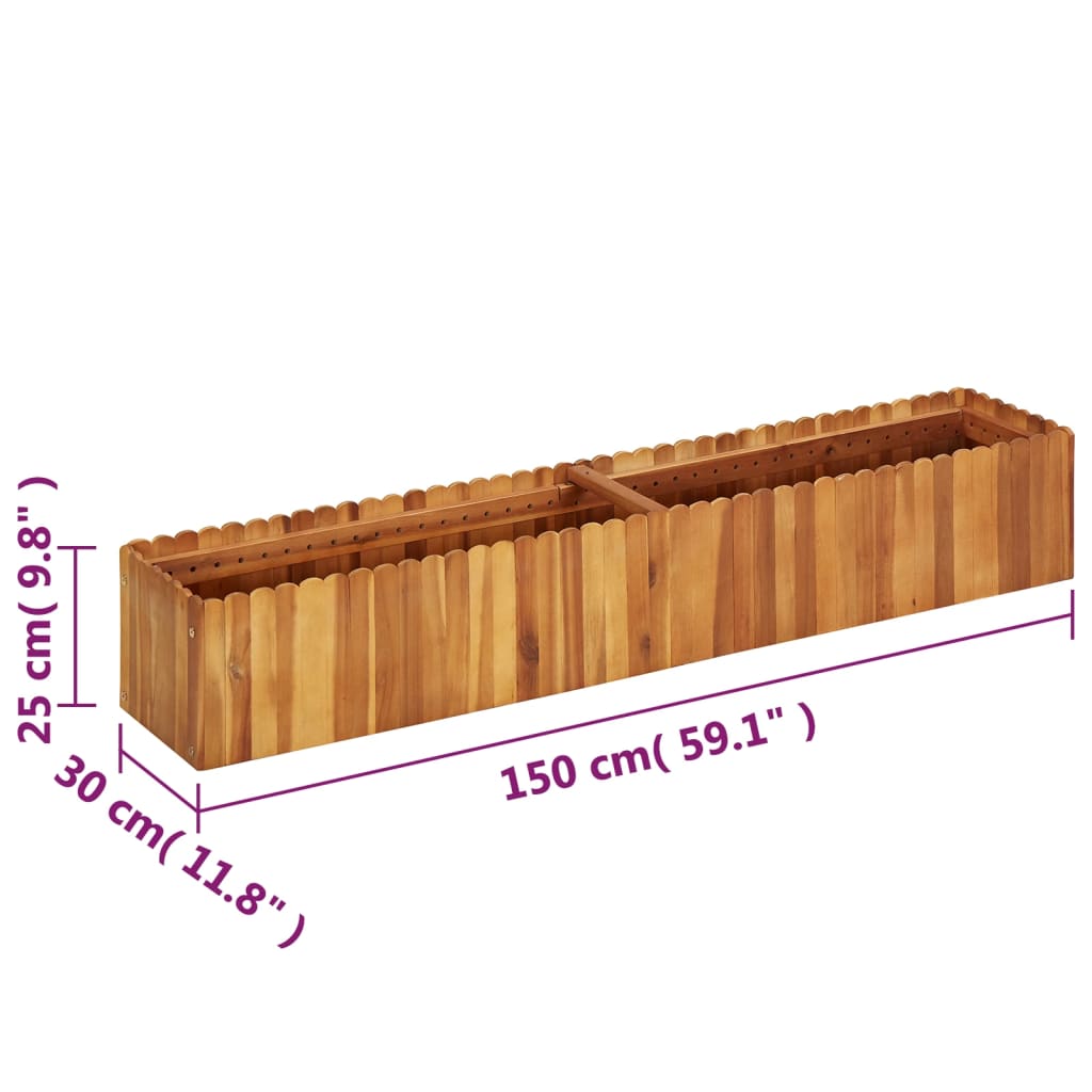 Høybed 150x30x25 cm heltre akasie