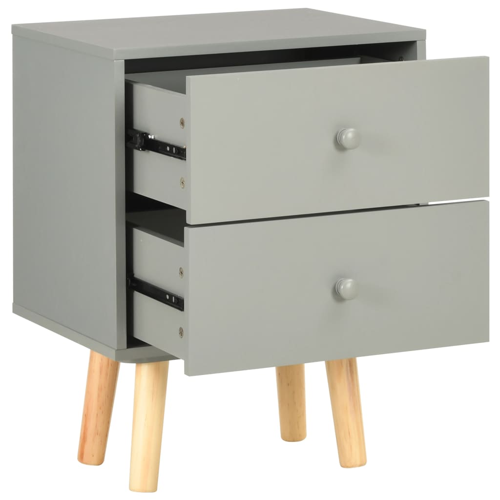 Nattbord 2 stk grå 40x30x50 cm heltre furu