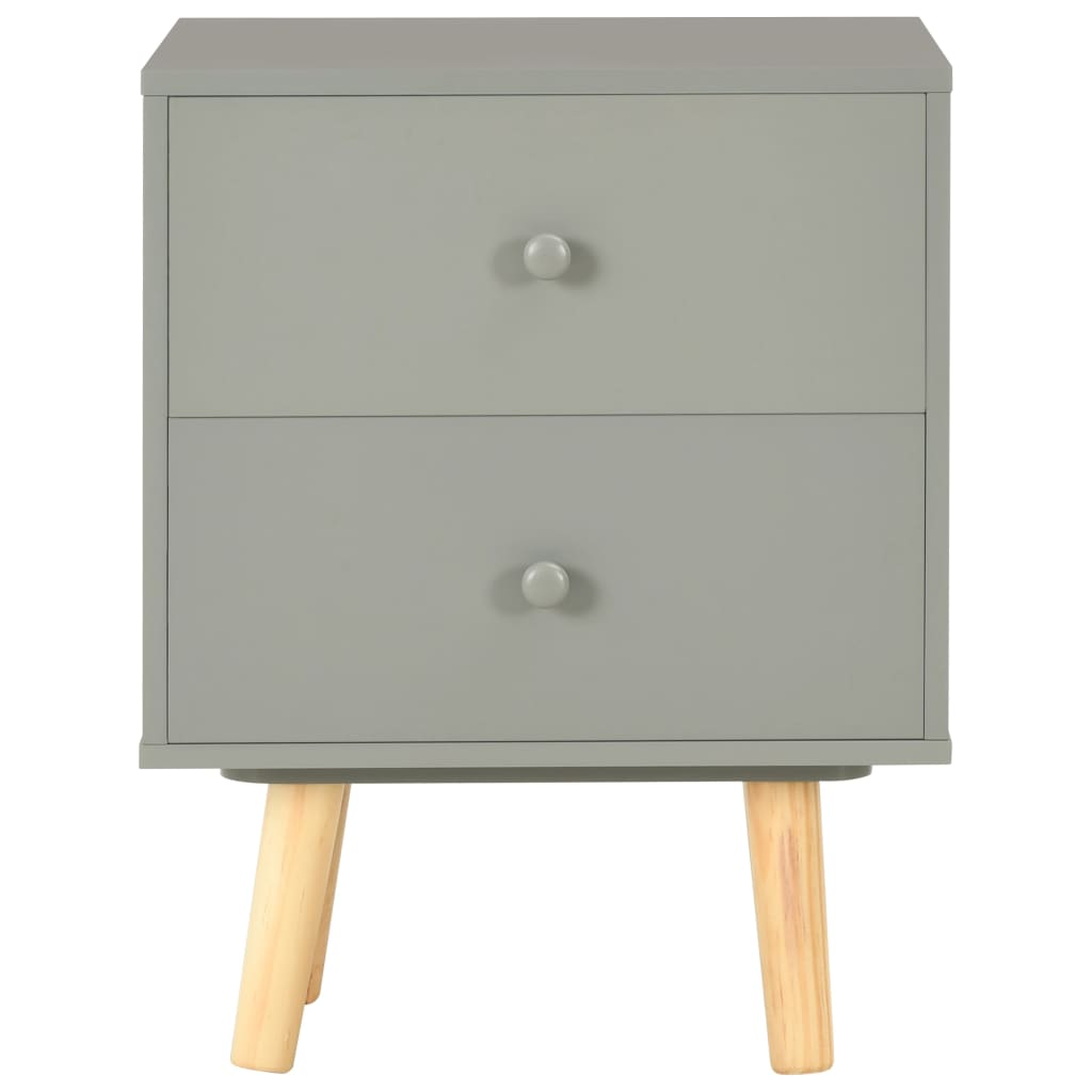 Nattbord 2 stk grå 40x30x50 cm heltre furu