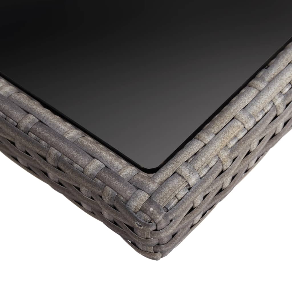 Utendørs spisebord grå polyrotting og glass