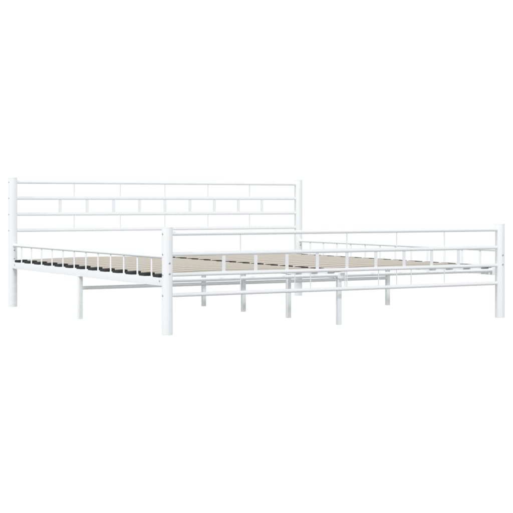 Sengeramme hvit metall 200x200 cm