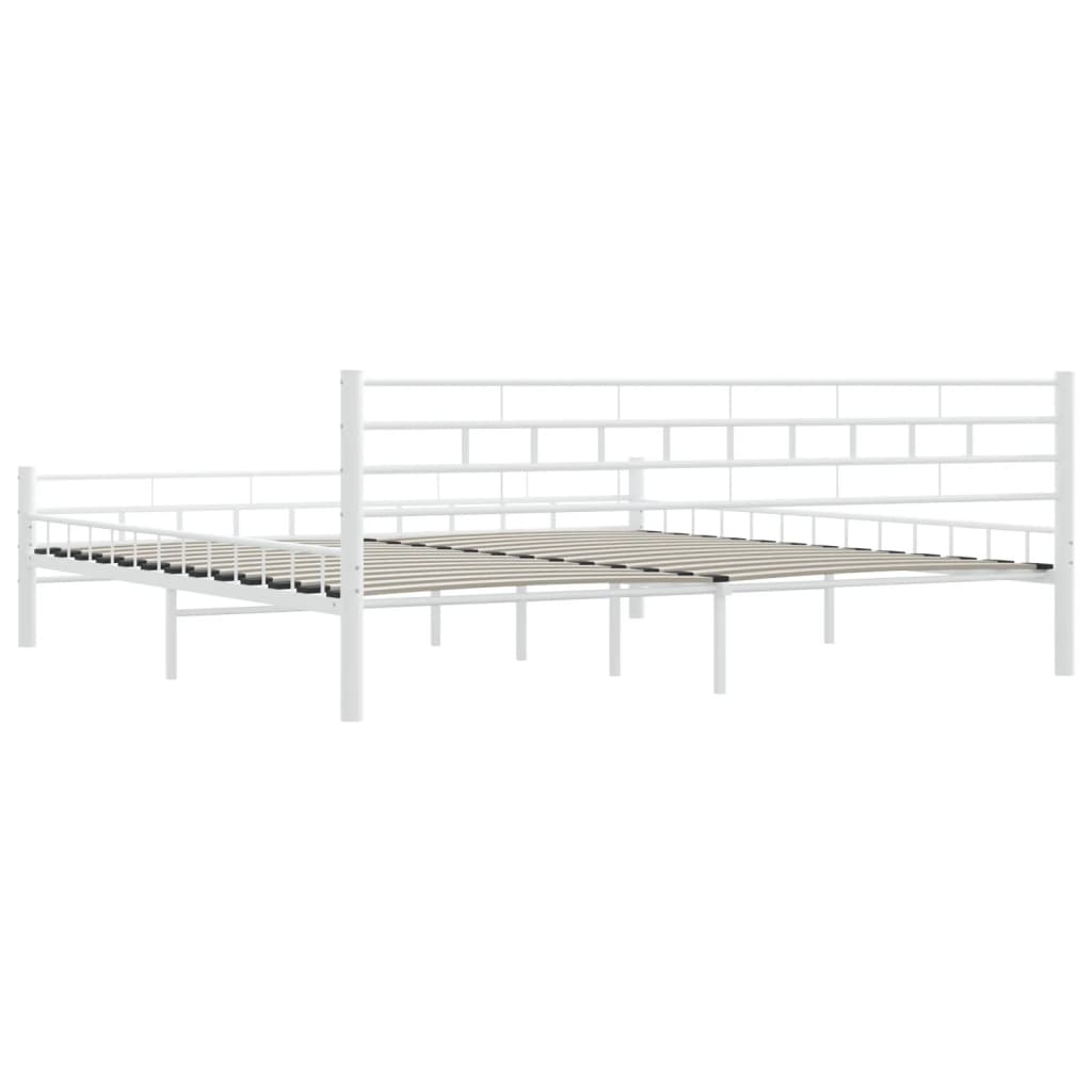 Sengeramme hvit metall 200x200 cm