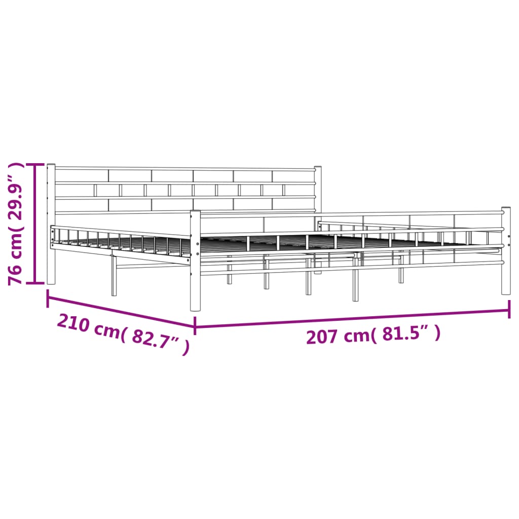 Sengeramme hvit metall 200x200 cm