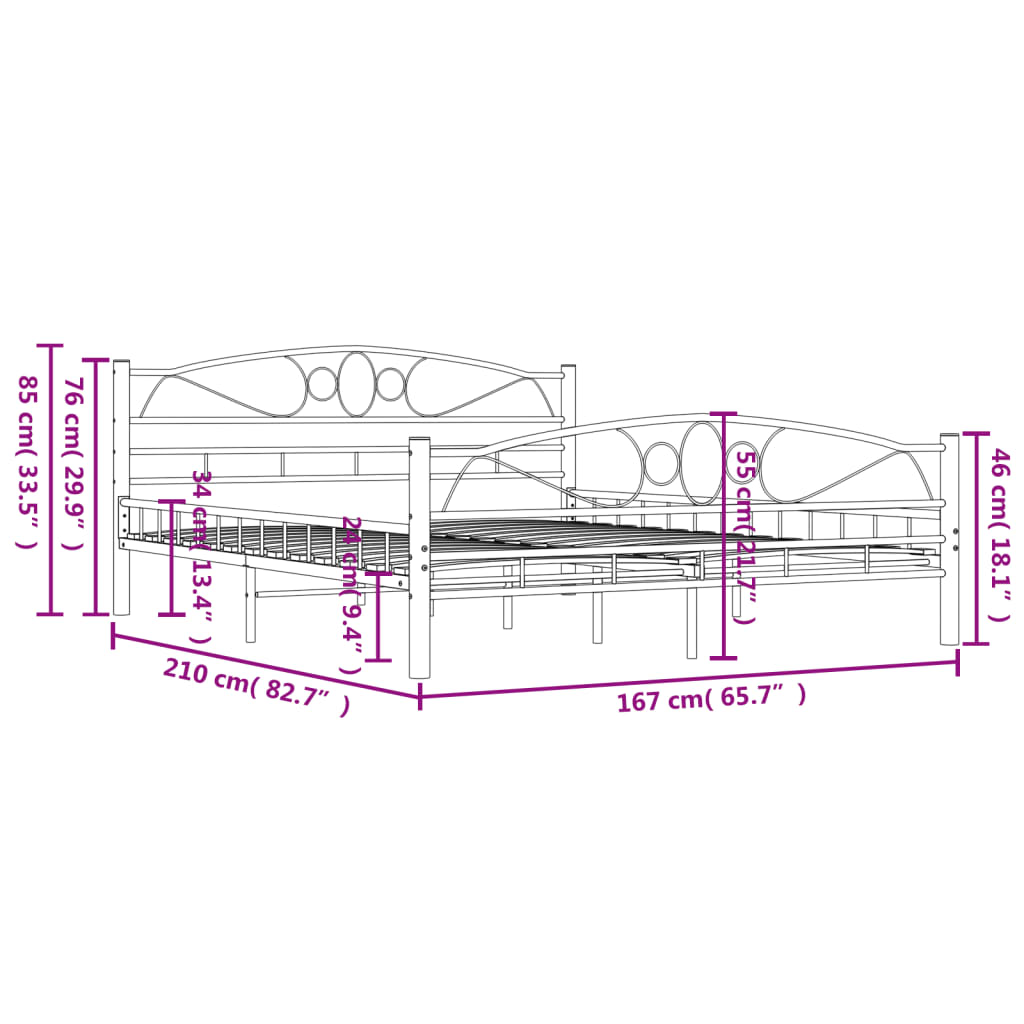 Sengeramme hvit metall 160x200 cm