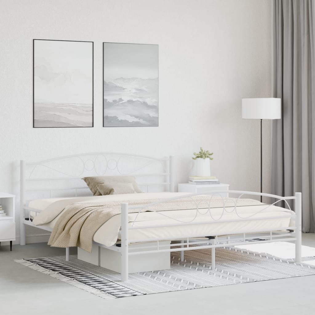 Sengeramme hvit metall 160x200 cm