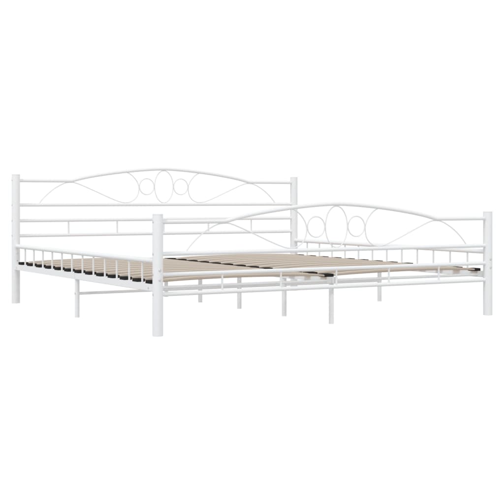 Sengeramme hvit metall 200x200 cm