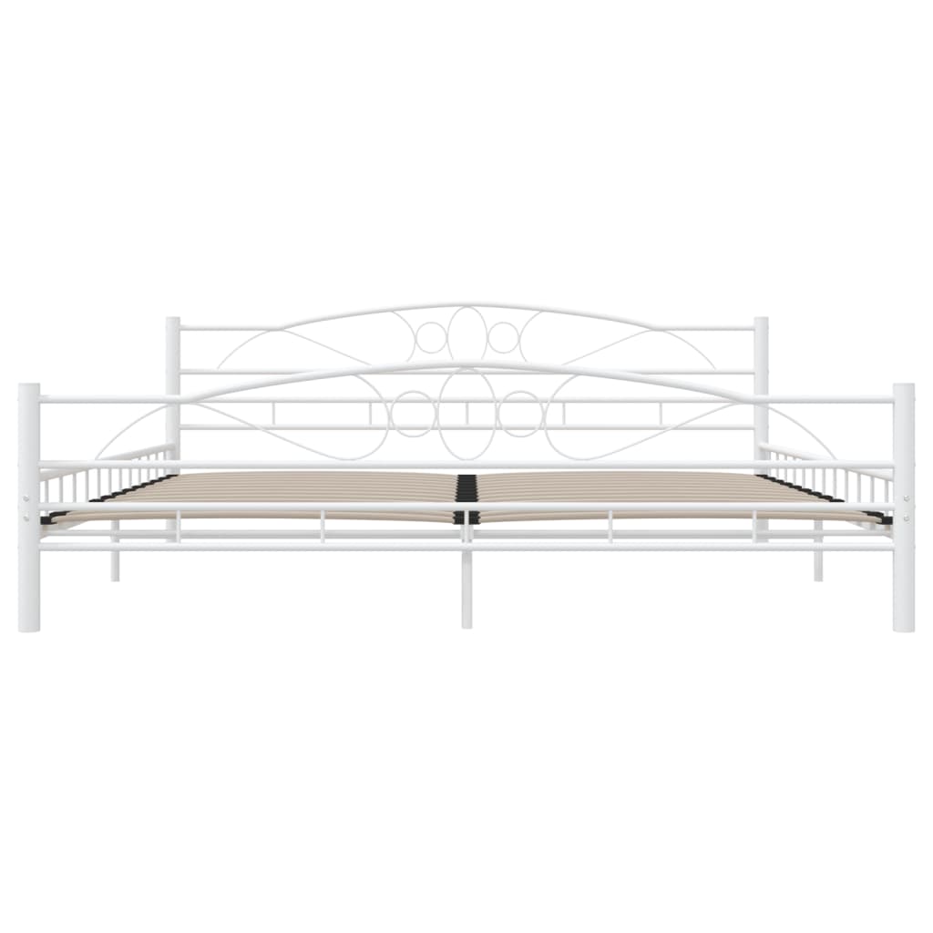 Sengeramme hvit metall 200x200 cm