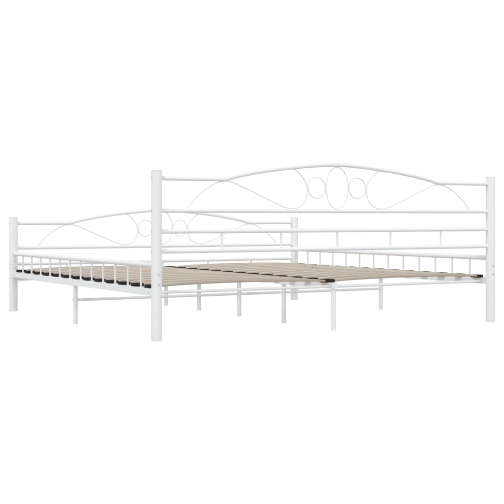 Sengeramme hvit metall 200x200 cm