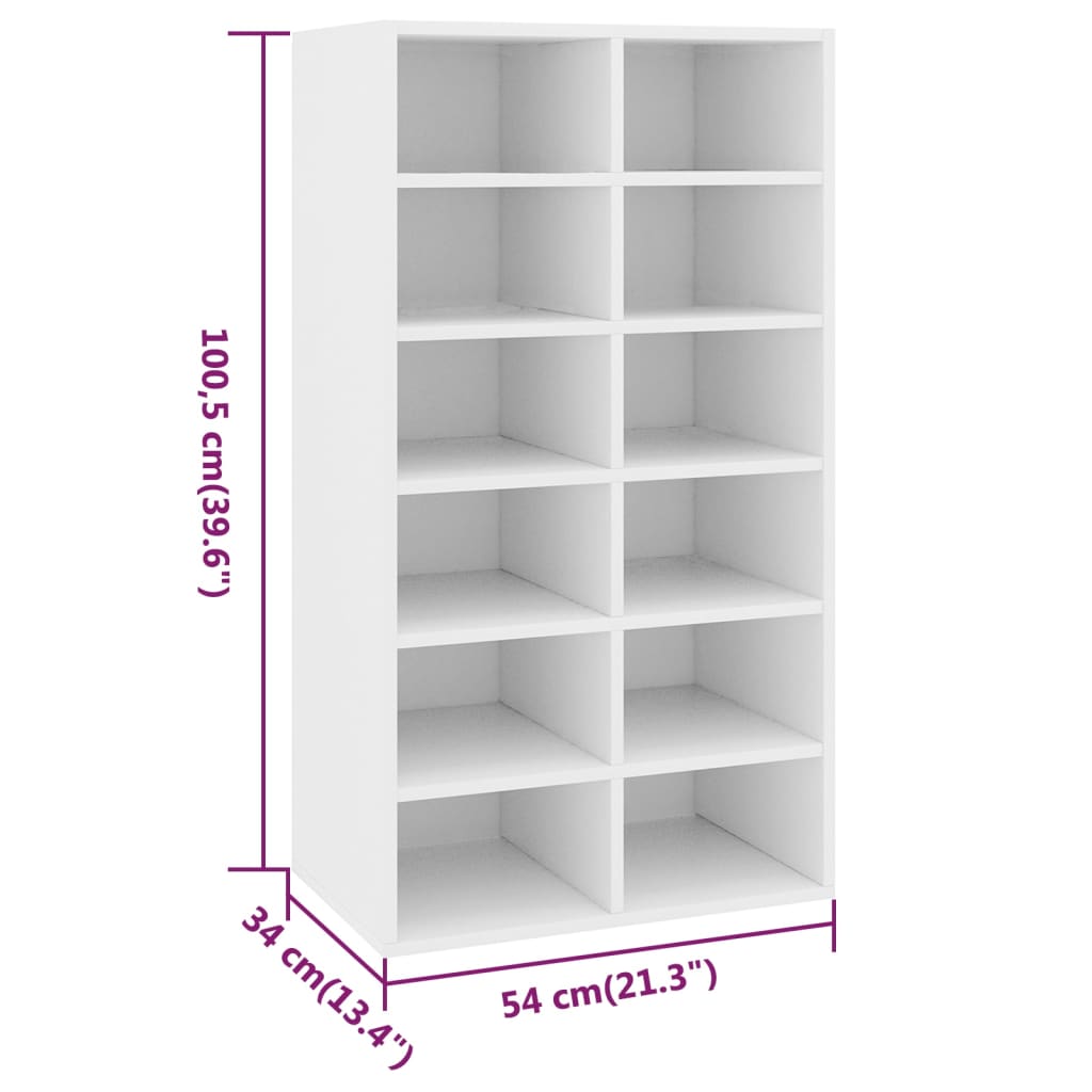 Skohylle hvit 54x34x100,5 cm konstruert tre