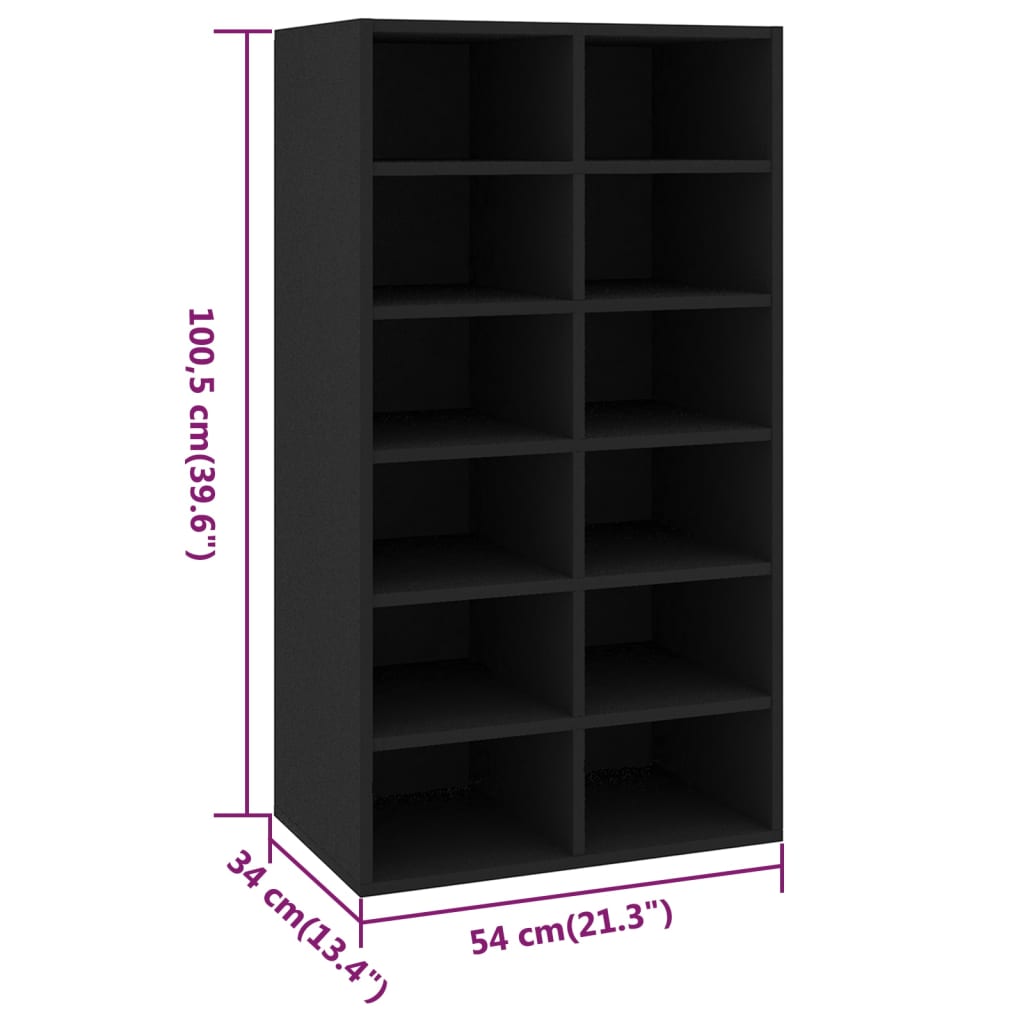 Skohylle svart 54x34x100,5 cm konstruert tre