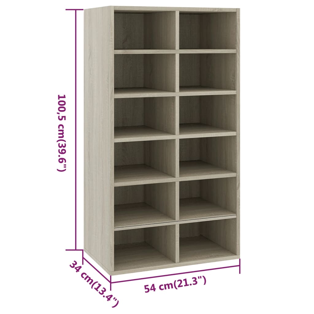 Skohylle sonoma eik 54x34x100,5 cm konstruert tre