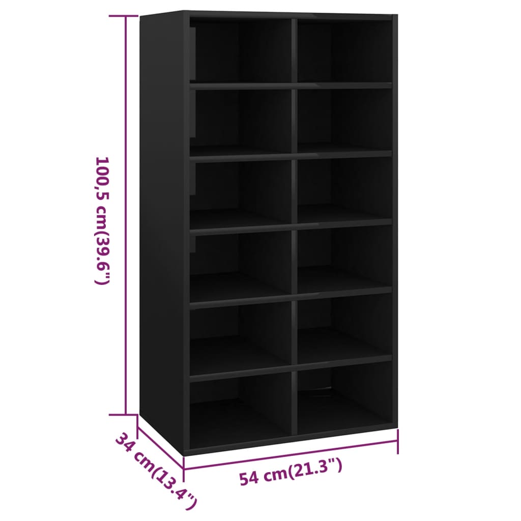 Skohylle høyglans svart 54x34x100,5 cm konstruert tre