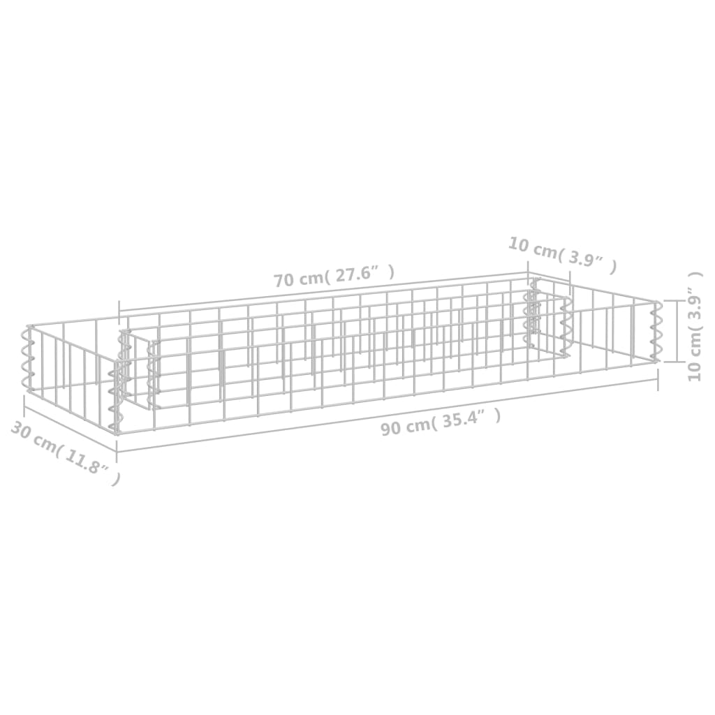 Gabion høybed galvanisert stål 90x30x10 cm
