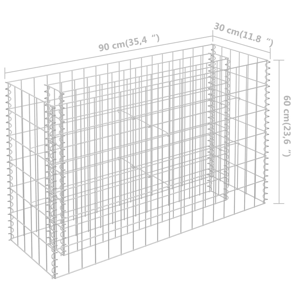 Gabion høybed galvanisert stål 90x30x60 cm