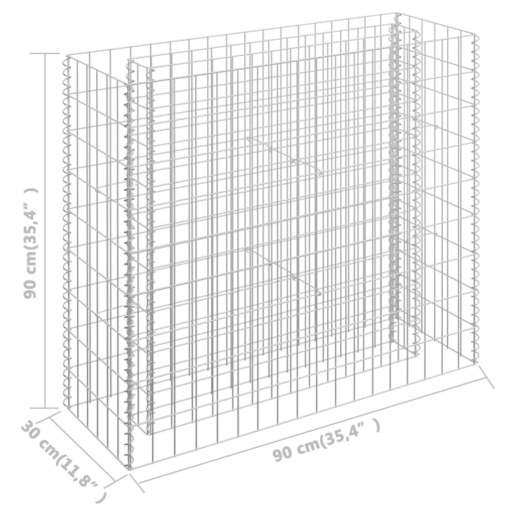 Gabion høybed galvanisert stål 90x30x90 cm