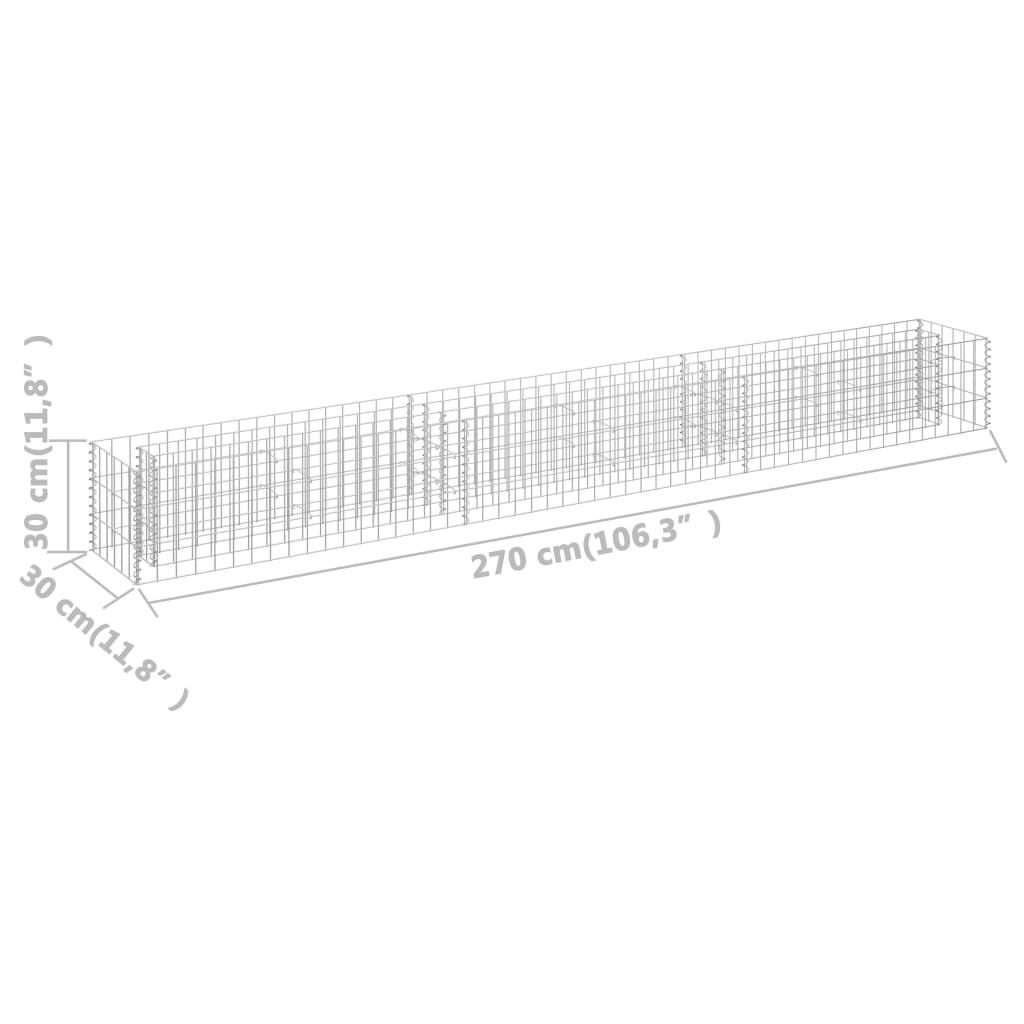 Gabion høybed galvanisert stål 270x30x30 cm
