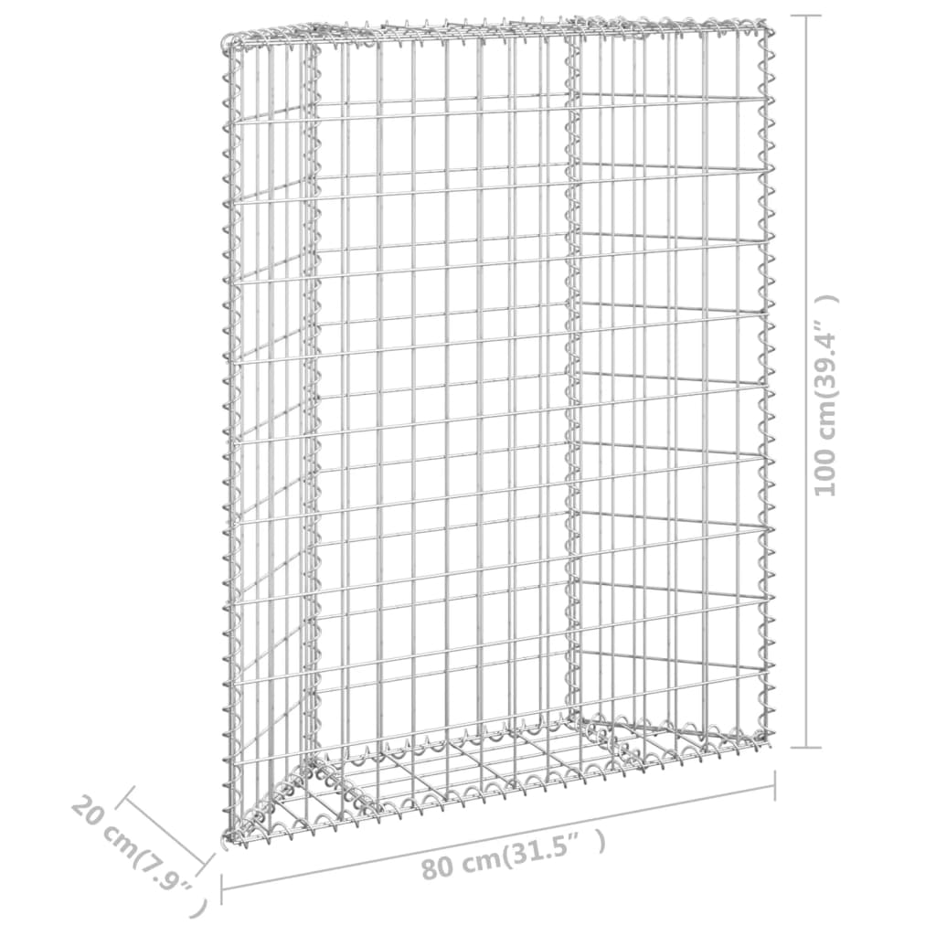 Gabion høybed trapesform galvanisert stål 80x20x100 cm
