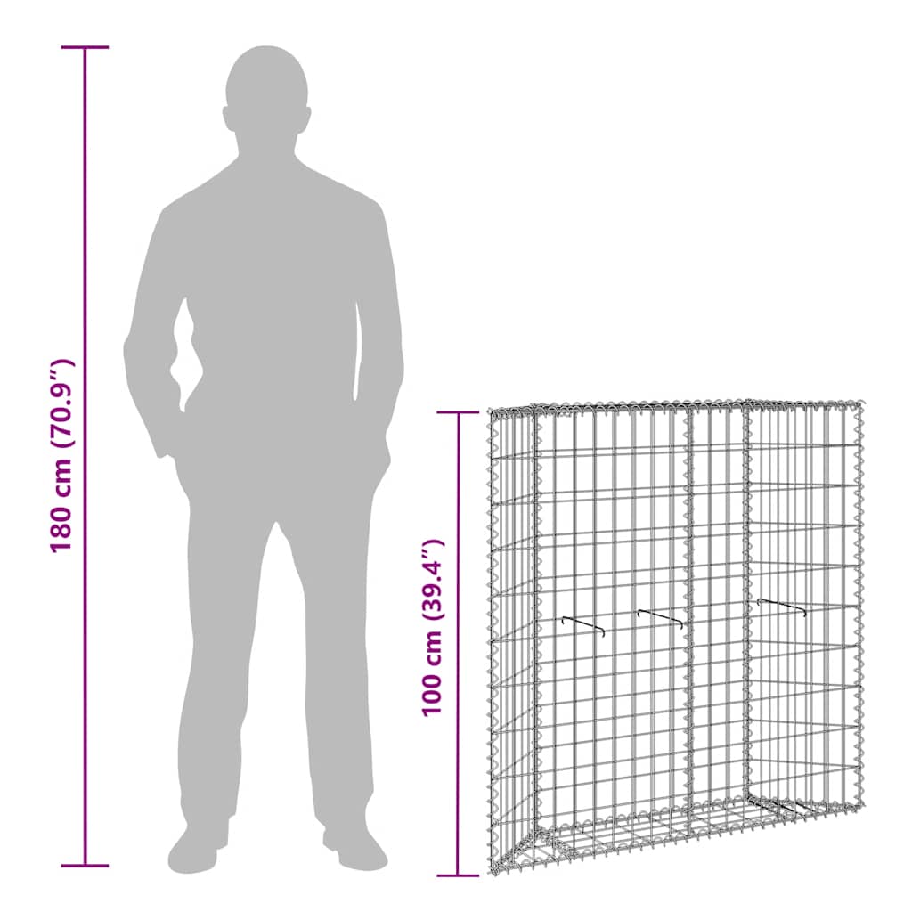 Gabion høybed trapesform galvanisert stål 100x20x100 cm