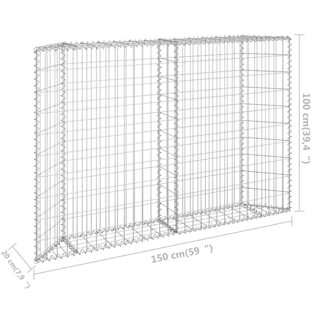 Gabion høybed trapesform galvanisert stål 150x20x100 cm