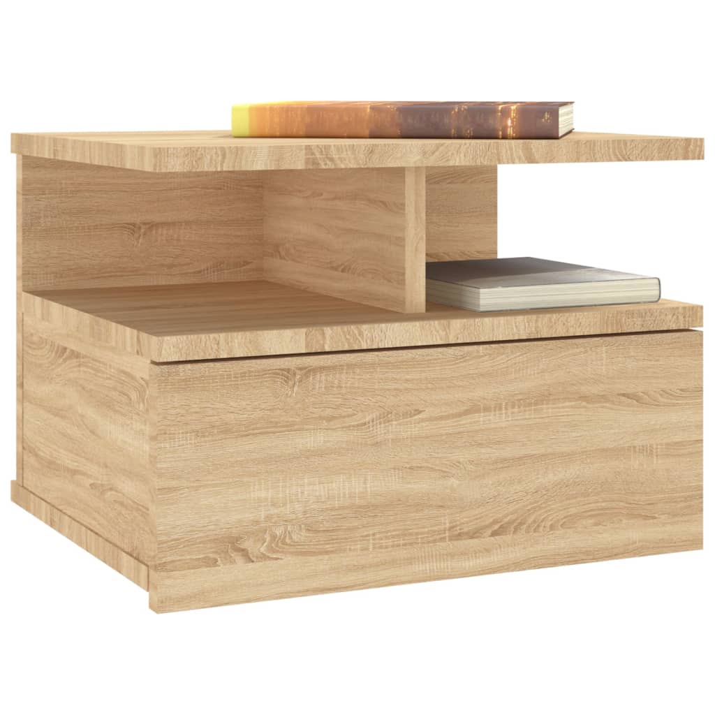 Flytende nattbord sonoma eik 40x31x27 cm konstruert tre