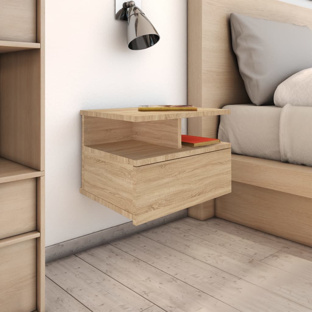 Flytende nattbord sonoma eik 40x31x27 cm konstruert tre