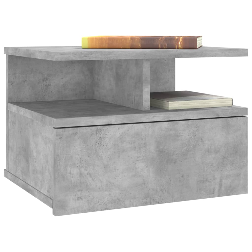 Flytende nattbord 2 stk betonggrå 40x31x27 cm konstruert tre