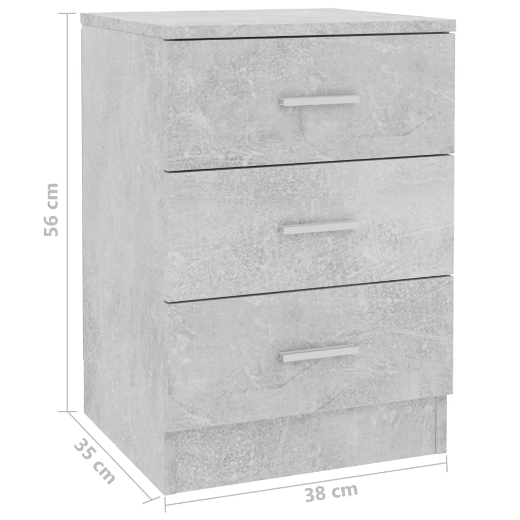 Nattbord 2 stk betonggrå 38x35x56 cm konstruert tre
