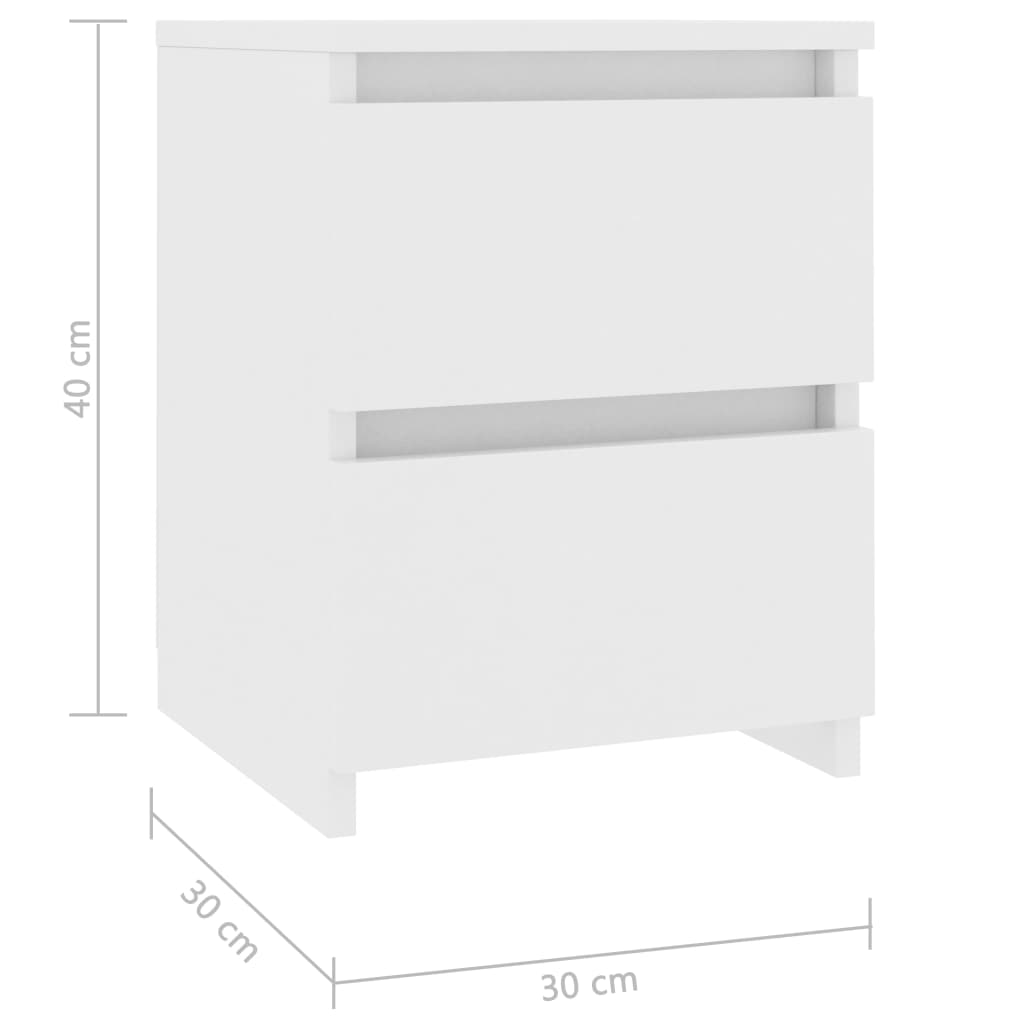 Nattbord 2 stk hvit 30x30x40 cm konstruert tre